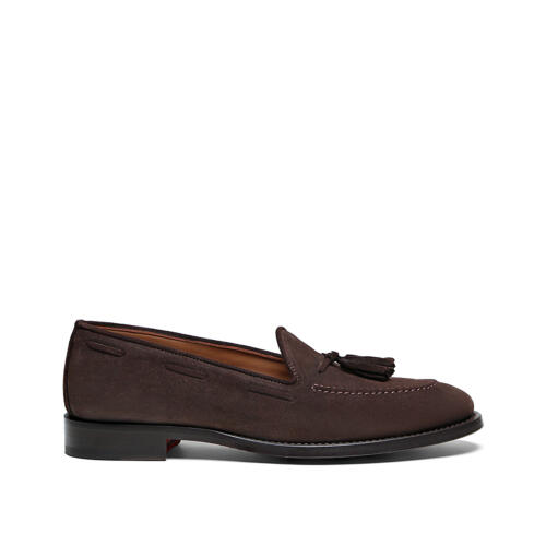 Mocassino con Nappine in Suede Testa di Moro Linea Giotto